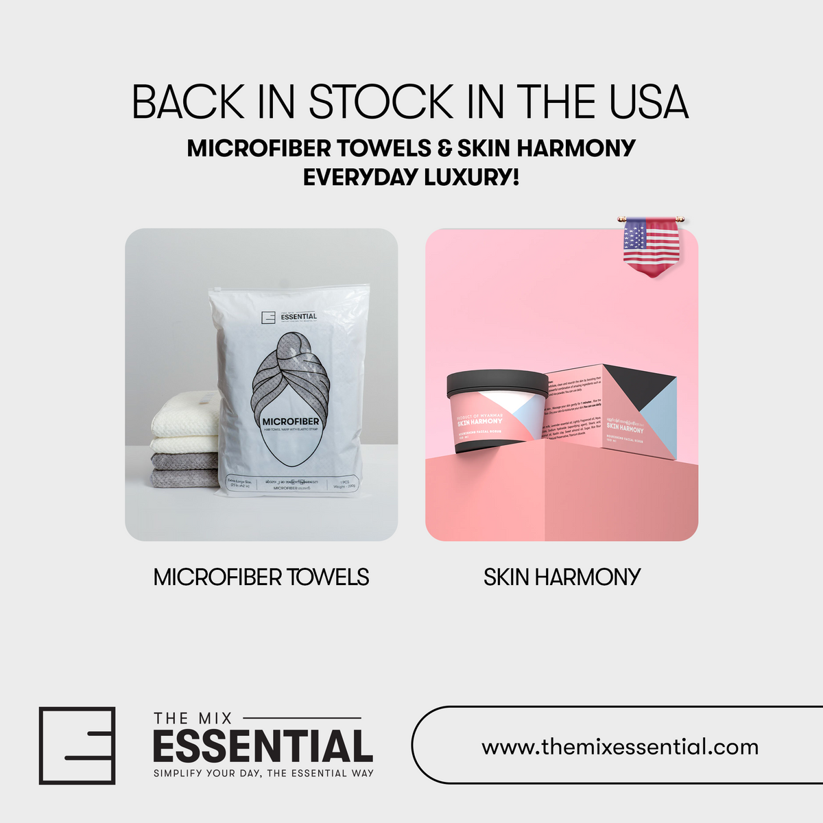 Back in Stock: Microfiber Towels & Skin Harmony – Everyday Luxury!🇺🇸🤗