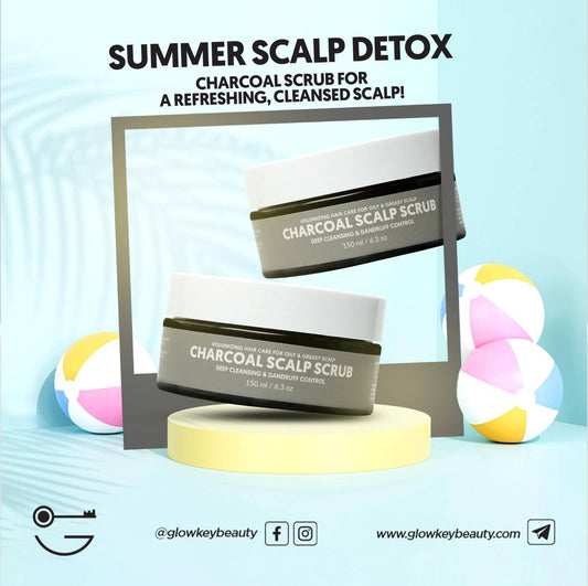 🌞 𝐒𝐮𝐦𝐦𝐞𝐫 𝐒𝐜𝐚𝐥𝐩 𝐃𝐞𝐭𝐨𝐱: Charcoal Scrub for a Refreshing, Cleansed Scalp! 🧴