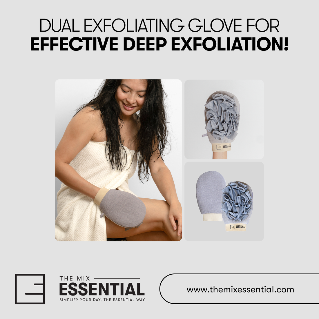 Simplify Your Routine with the Dual Exfoliating Glove – For Deep, Effective Exfoliation!